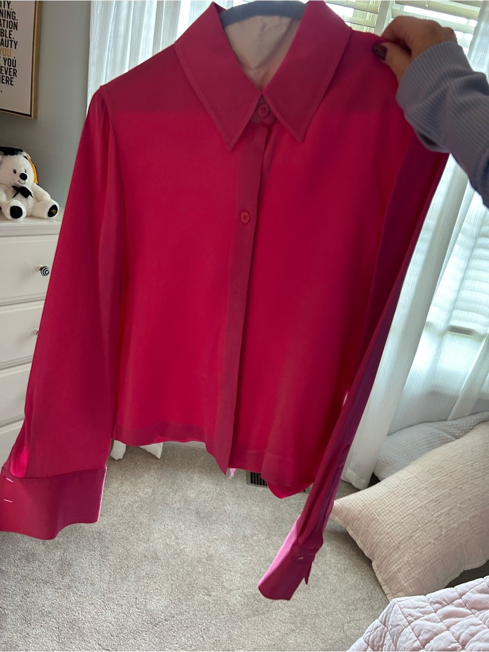 Zara Hot Pink Button-Down Shirt